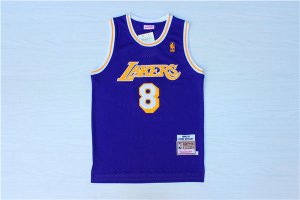 Maillot De Basket Los Angeles Lakers Double Brode Gold Mark Kobe Bryant 8 Engrener Retro Violet